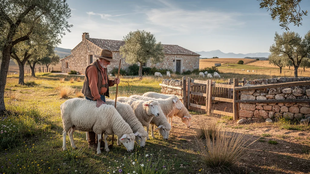 Visite d'une bergerie en Crau réconciliant avec l'élevage extensif, paysage rural et troupeau paisible
