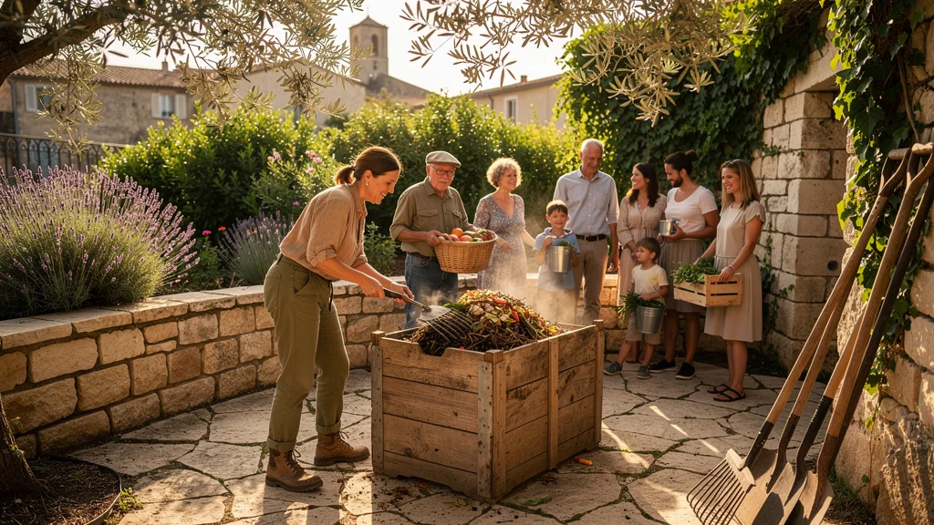 Compost collectif de quartier à Arles, expérience de 3 mois avec nouvelle méthode de brassage