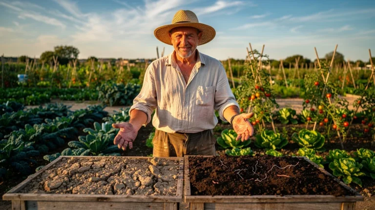 Comparaison des sols avant et après 3 ans sans labour du maraîcher arlésien, terre transformée et fertile