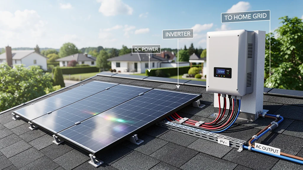 Schéma installation panneau solaire autoconsommation sur toit moderne en extérieur lumineux