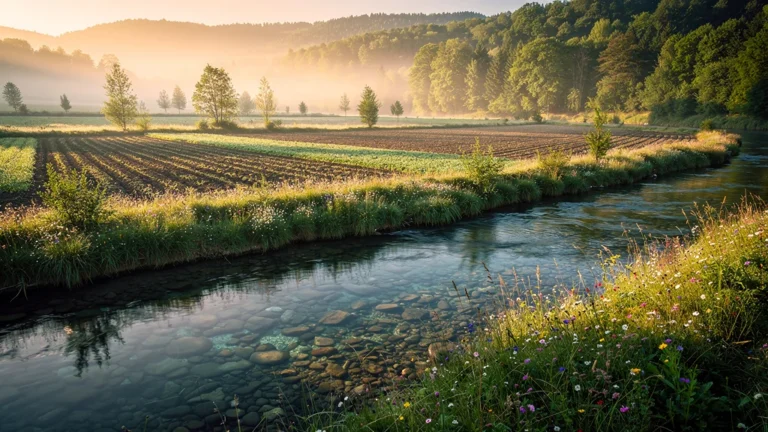 Paysage matinal écologique symbolisant la transition et la découverte avec terciel en 3 mois